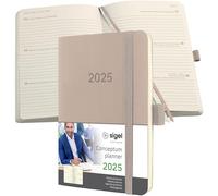 SIGEL C2531 Conceptum Agenda semanal 2025, aprox. A6, taupe, tapa blanda, dos páginas = una semana, 176 páginas