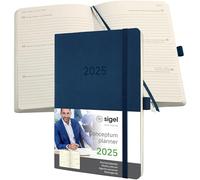 SIGEL C2532 Conceptum Agenda semanal 2025, aprox. A5, azul oscuro, tapa blanda, dos páginas = una semana, 192 páginas