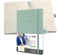 SIGEL C2538 Conceptum Agenda semanal 2025, aprox. A5, verde, tapa blanda, dos páginas = una semana, 192 páginas