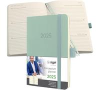 SIGEL C2539 Conceptum Agenda semanal 2025, aprox. A6, verde, tapa blanda, dos páginas = una semana, 176 páginas