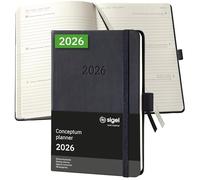 SIGEL C2613 Agenda semanal Conceptum 2026-1 año - aprox A6 - negro - dos páginas = una semana - tapa dura - 80 g/m² - 176 p - certificación PEFC