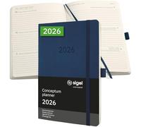 SIGEL C2632 Agenda semanal Conceptum 2026-1 año - aprox A5 - azul oscuro - dos páginas = una semana - tapa blanda - 80 g/m² - 192 p - certificación PEFC
