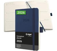SIGEL C2633 Agenda semanal Conceptum 2026-1 año - aprox A6 - azul oscuro - dos páginas = una semana - tapa blanda - 80 g/m² - 176 p - certificación PEFC