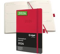 SIGEL Agenda semanal Conceptum C2634 2026 – 1 año – A5 aprox. – Rojo – Tapa blanda