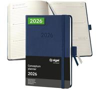 SIGEL C2663 Agenda semanal Conceptum 2026-1 año - aprox A6 - azul oscuro - dos páginas = una semana - tapa dura - 80 g/m² - 176 p - certificación PEFC