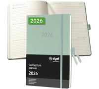 SIGEL C2672 Agenda semanal Conceptum 2026-1 año - aprox A5 - verde - dos páginas = una semana - tapa dura - 80 g/m² - 192 p - certificación PEFC