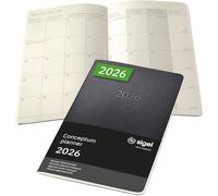 SIGEL C2684 - Agenda mensual 2026, aprox. A5, tapa blanda, 2 páginas = 1 mes, 64 páginas, Quickpocket, de papel sostenible, Conceptum