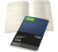 SIGEL C2687 Cuaderno calendario mensual Conceptum 2026-1 año - aprox A6 - azul oscuro - 2 páginas = 1 mes - tapa blanda - 80 g/m² - 64 p - certificación PEFC