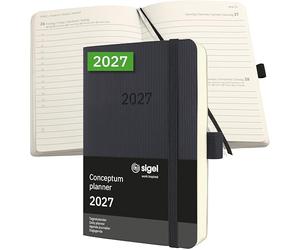 SIGEL C2721 Agenda diaria 2027, A6, tapa blanda | Calendario, planificador, organizador, diario | negro - Conceptum