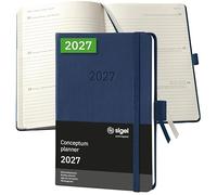 SIGEL C2763 Agenda semanal 2027, A6, tapa dura | Calendario, planificador, agenda semanal, organizador, diario | azul oscuro - Conceptum