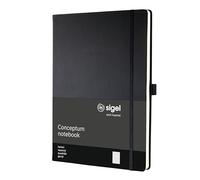 SIGEL CO111 Cuaderno premium cuadriculado, A4, tapa dura, negro - Conceptum