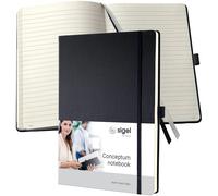 SIGEL CO112 Cuaderno premium a líneas, A4, tapa dura, negro - Conceptum a rayas