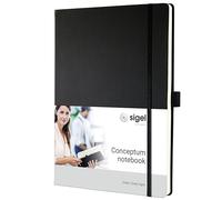 SIGEL CO116 Cuaderno premium a líneas, A4+, tapa dura, negro - Conceptum