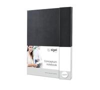 SIGEL CO151 Cuaderno premium cuadriculado, A4, tapa dura, negro - Conceptum