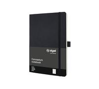 SIGEL CO320 Cuaderno premium cuadriculado, A5, tapa blanda, negro - Conceptum