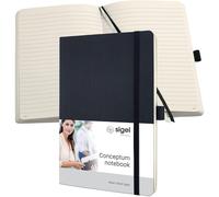 SIGEL CO321 Cuaderno premium a líneas, A5, tapa blanda, negro - Conceptum