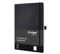 Sigel CO338 Libreta Conceptum - aprox A4 - blanco - negro - tapa blanda - 194 p - certificación PEFC