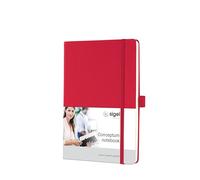 SIGEL CO654 Cuaderno premium cuadriculado, A5, tapa dura, rojo - Conceptum | CO654, 194 páginas numeradas, índice de contenido, funda plegable y soporte para bolígrafo