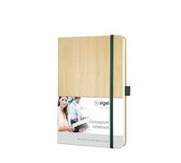 Sigel CO670 Cuaderno punteado premium, tapa dura de bambú auténtico, beige, Conceptum