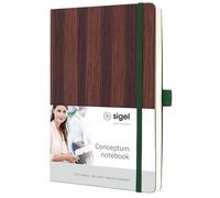 SIGEL CO674 Libreta Conceptum, Nature Edition, vetas de madera, cuadriculado con puntos (impresión Dot), aprox. A5, braun, tapa blanda, 194 páginas, certificación FSC
