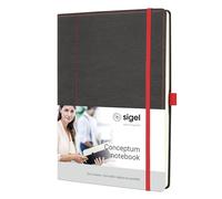 SIGEL CO694 Conceptum Libreta, diseño Casual, cuadriculado con puntos (impresión Dot), aprox. A4, gris, rojo, tapa dura, 194 páginas