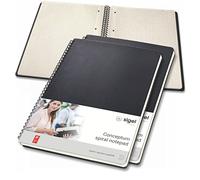 SIGEL CO820 Cuaderno espiral, 23.6 x 30.1 cm, cuadriculado, Hardcover, negro, 3 unidades - Conceptum