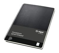 SIGEL CO820 Cuaderno espiral, 23.6 x 30.1 cm, cuadriculado, Hardcover, negro, Conceptum