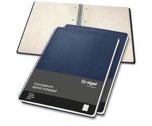 SIGEL CO824 Bloc de espiral Conceptum - aprox A4 - cuadriculado - azul oscuro - tapa dura - 160 p - certificación PEFC - 3 piezas