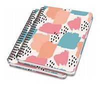 Sigel Cuaderno espiral Jolie A5 con tapa dura - 2 unidades | JN610/2, punteado, 120 páginas FSC, para lettering y bullet journal, turquesa/albaricoque/rosa
