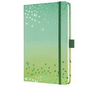Sigel Cuaderno Jolie A5 con tapa dura | JN347, rayado, 174 páginas FSC, para ideas, diario y organización, cierre elástico, verde/amarillo