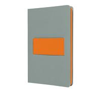 SIGEL Cuaderno Linescape A5 con tapa dura | LS200, cuadriculado, organizador con banda elástica, 176 páginas, gris claro/naranja fluorescente