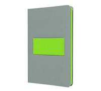 SIGEL Cuaderno Linescape A5 con tapa dura | LS201, rayado, organizador con banda elástica, 176 páginas, verde fluorescente/gris claro