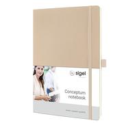 Sigel Cuaderno premium Conceptum A4 de tapa blanda | CO330, cuadriculado, beige, ideal como diario personal, bullet journal, libro de ideas o cuaderno de escritura