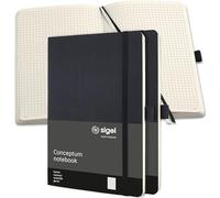 Sigel Cuaderno premium Conceptum A5 de tapa blanda - paquete de 3 | CO320, cuadriculado, negro, ideal como diario personal, bullet journal, libro de ideas o cuaderno de escritura