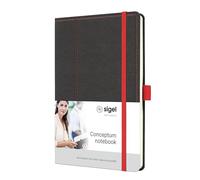 SIGEL Cuaderno premium Conceptum A5 de tapa dura | CO695, punteado, gris/rojo, 194 páginas, ideal como diario personal, bullet journal, libro de ideas o cuaderno de escritura