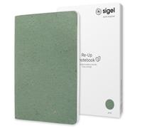 SIGEL Cuaderno Re-Up A5 con tapa blanda | RU103, rayado, 100 g/m², verde, 100 páginas, sostenible
