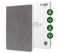 SIGEL Cuaderno Re-Up A5 con tapa blanda | RU104, cuadriculado, 100 g/m², gris oscuro, 100 páginas, sostenible