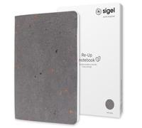 SIGEL Cuaderno Re-Up A5 con tapa blanda | RU105, rayado, 100 g/m², gris oscuro, 100 páginas, sostenible