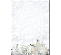 SIGEL DP013 Papel navideño, decorado con estrellas color plata, 21 x 29,7 cm, 90g/m², 25 hojas