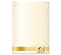 SIGEL DP033 Papel navideño, estrellas de Navidad, 21 x 29,7 cm, 90g/m², amarillo y dorado, 100 hojas