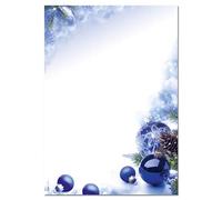 SIGEL DP034 Papel navideño, bolas de Navidad, 21 x 29,7 cm, 90g/m², azul y blanco, 100 hojas