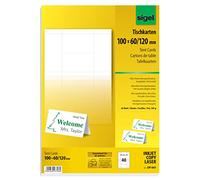 Sigel DP047 - Tarjetas de sobremesa, 185 g, 40 unidades en 20 hojas, 100 x 60/120 mm (A4), blanco intenso