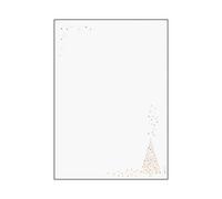 SIGEL DP084 Papel navideño, árbol y estrellas de Navidad, 21 x 29,7 cm, 90g/m², blanco y dorado, 100 hojas