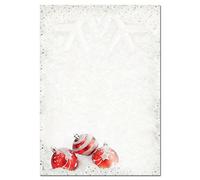 SIGEL DP247 Papel navideño, decorado con bolas navideñas, 21 x 29,7 cm, 90g/m², blanco y rojo, 100 hojas