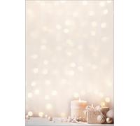SIGEL DP634 Papel navideño decorado - velas - beige/chamois/creme/dorado - 90 g/m² - A4-100 hojas