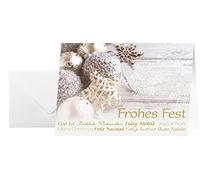SIGEL DS034 25 Tarjetas de Navidad o tarjetas de felicidades, entregadas con sus sobres, diseño decoraciones de Navidad, 10,5 x 14,8 cm, color gris, beige y dorado, fácil de imprimir