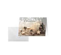 Sigel DS098 - Juego de 25 tarjetas de Navidad (A6), diseño de vela navideña, color beige