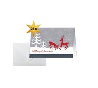 SIGEL DS256 Christmas cards 2 folds, 10.5 x 14.8 cm, Red and gray, 25 Pieces + 2