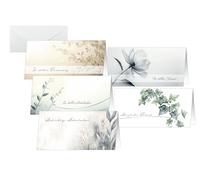 SIGEL DS625 - Juego de tarjetas de condolencias "Floral", 5 diseños, juego de 10 unidades con sobre, DIN largo, ideal para impresión, hecho de papel sostenible