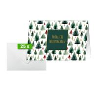 Sigel DS644 Tarjetas de navidad - Pinos - verde/blanco - C6-25 tarjetas + sobres